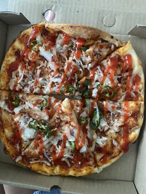 Spicy pizza (didn’t come with V chicken for some reason?)   at Pizza Anytime Legacy in Kuala Lumpur