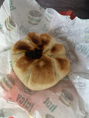 Pizza burger (tasted more of a curry with cheese?)  at Pizza Anytime Legacy in Kuala Lumpur