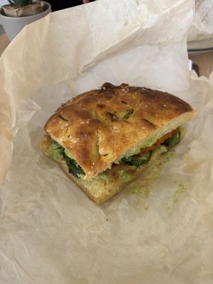 Batátový burger v domácí focaccie  at Bistro Pražská in Tabor