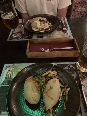 Vegan and non vegan potato dumplings   at Bernelių užeiga in Vilnius