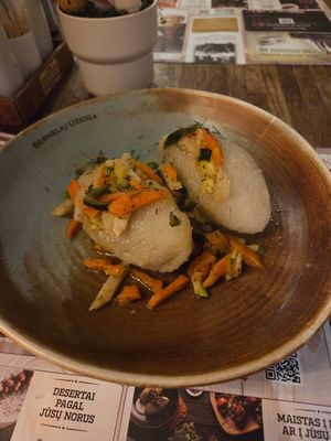 Vegan cepelinai at Bernelių užeiga in Vilnius