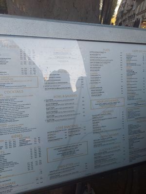 De menu at Bistrot de la Tour Eiffel in Paris