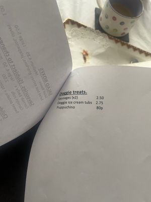 Dog section of the menu at The Vegan Coffi House in Aberdare