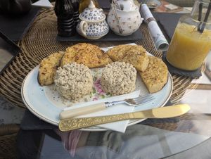 Made for us on request, scrambled tofu and crumpets. at The Vegan Coffi House in Aberdare