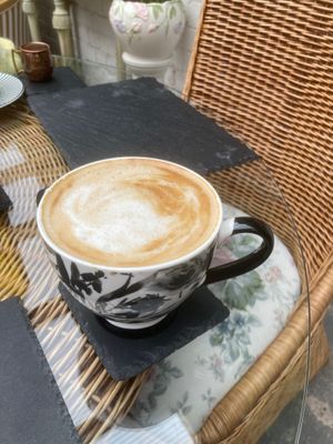 Lavender latte at The Vegan Coffi House in Aberdare