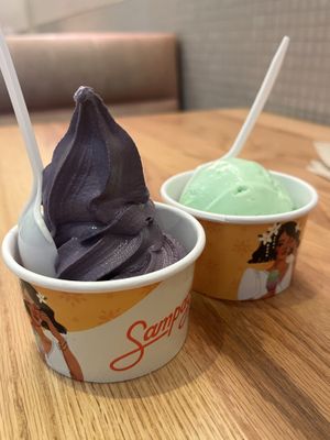 Coconut Pandan Ice Cream & Ube Soft Serve  at Sampaguita Ice Cream in Orlando