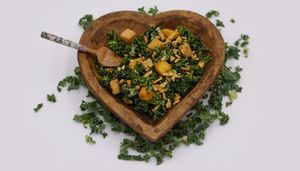 Kale caeser : Kale, cashews, nutritional yeast , chickpea, capers , black pepper and dijon mustard served with fresh caesar dressing at Earthy Vegan Cuisine in San Jose