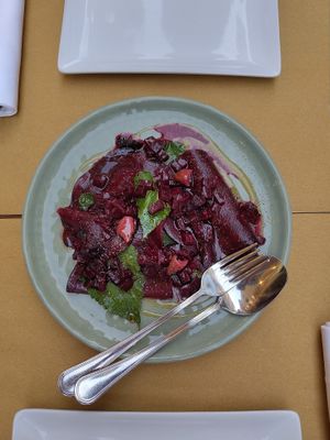 Beetroot salad at Via Con Me in Bologna