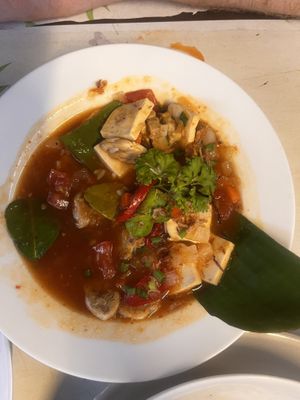 Tofu and tempeh sambol  at Tony's Corner in Langkawi