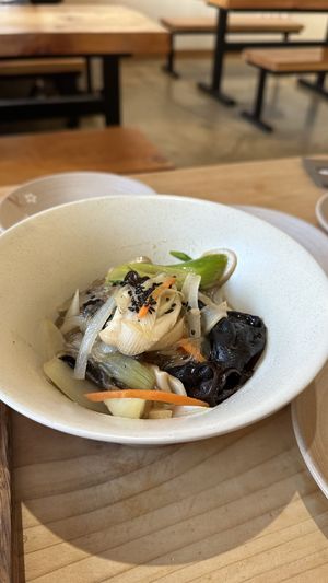 Noodle dish with mushrooms  at Sulgodang in Busan