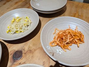 Kimchi and bean sprouts in a sesame dressing at Sulgodang in Busan
