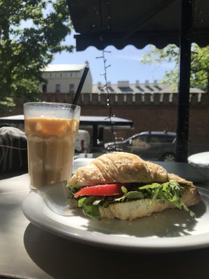 Vegan croissant with vegan cottage cheese  at Massolit Bakery & Cafe in Krakow