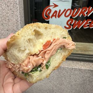 Ham and Roasted Red Pepper Sandwich!  at Bad Attitude Bread in Toronto