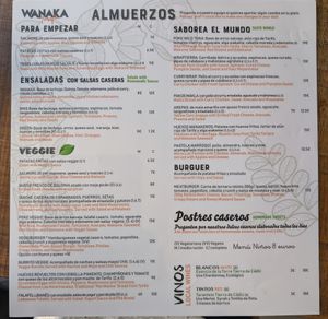 Menu after 13.30 at Wanaka in Tarifa