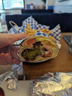 Vegan falafel wrap at Gyros And Tzatziki in San Francisco