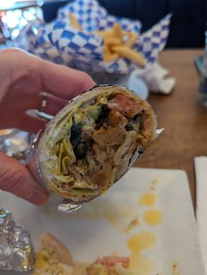 Vegan chickpea wrap at Gyros And Tzatziki in San Francisco