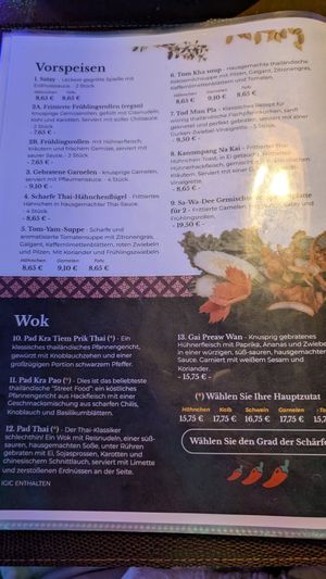 Menu 1 at Sa Wa Dee - Bar Playa del Inglés  in Gran Canaria