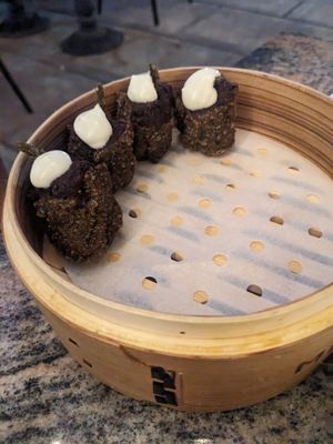 Asparagus dumpling at Minty Z Midtown  in Miami