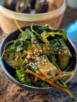 Smashed cucumber salad at Minty Z Midtown  in Miami