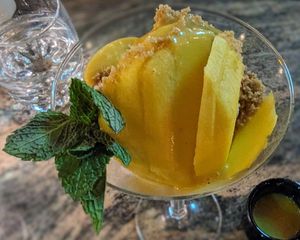 Mango dessert at Minty Z Midtown  in Miami
