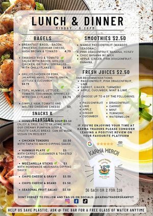 Lunch & dinner menu   at Karmer Traders Hostel in Kampot