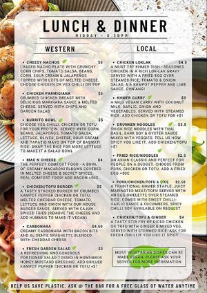 Lunch & dinner menu   at Karmer Traders Hostel in Kampot