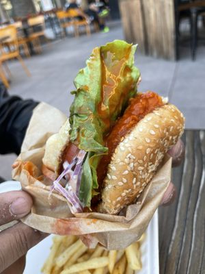 Buffalo chicken burger  at Healthy Junk in Anaheim