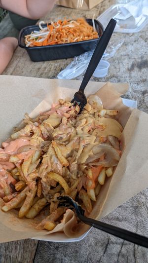 Loaded fries at Healthy Junk in Anaheim