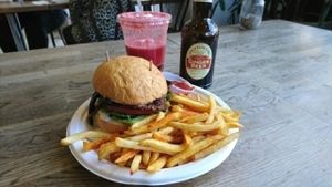 Portobello Burger at Healthy Junk in Anaheim