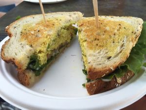 egg salad sandwich at Healthy Junk in Anaheim