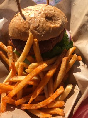 Burger and Fries at Healthy Junk in Anaheim