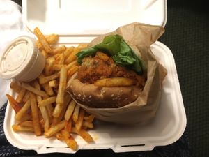 “Chicken” sandwich! So good! at Healthy Junk in Anaheim