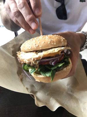 ‘Bacon & egg’ roll was weirdly good! at Healthy Junk in Anaheim