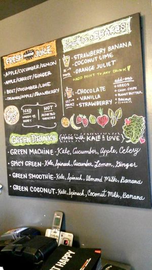 Cute drink menu board  at Healthy Junk in Anaheim