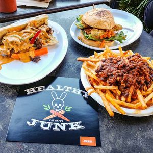 Chili Fries, Anaheim Burger, Cheesesteak  at Healthy Junk in Anaheim