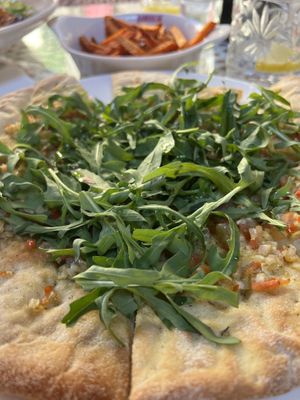 Vegan focaccia and sweet potatoe fries  at Manouche  in Valletta