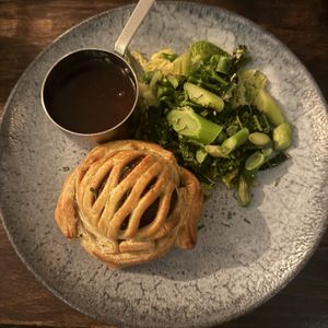 Beetroot Wellington comes with choice of potatoes. I had a bow of chips not in the photo  #Veganuary at The Bird In Hand in Swansea