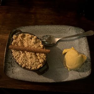Fruit Crumble with vegan ice cream  #Veganuary at The Bird In Hand in Swansea