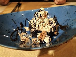 Almond/coconut flan at El Laurel in Salamanca