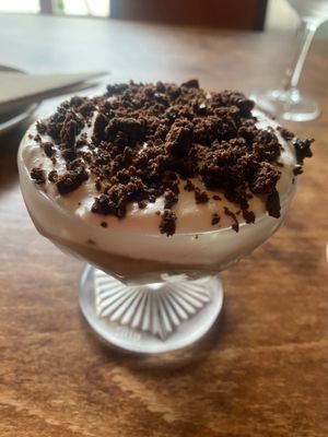 Smoked chocolate mousse with brownie base and crumbs on top. Incredible flavor combination!  at VÜMO in Porto