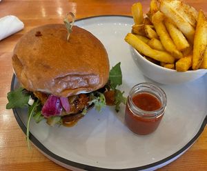 Hawaiian burguer with sub blackened chick'n at Heirloom in Vancouver