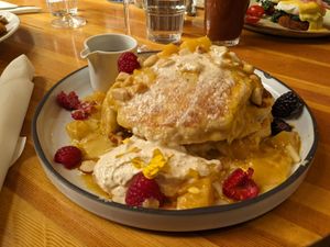 Vegan buttermilk waffles at Heirloom in Vancouver