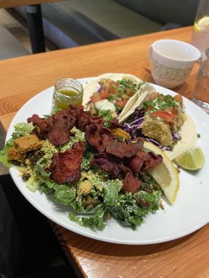 Artichoke tacos & Caesar  at Heirloom in Vancouver