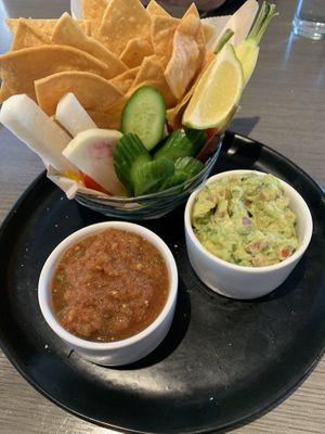 Guacamole, chips & salsa  at Zinc Cafe & Market in West Hollywood