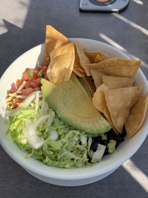 Burrito bowl (with sour cream and cheese removed)  at Zinc Cafe & Market in West Hollywood