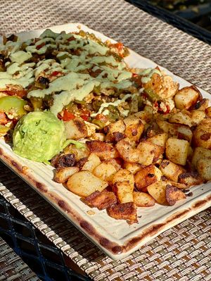 Vegan option (VO) Migas with tofuu  at Rainbow Restaurant in Fort Collins