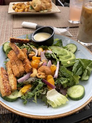 Mandarin salad with tempeh  at Rainbow Restaurant in Fort Collins