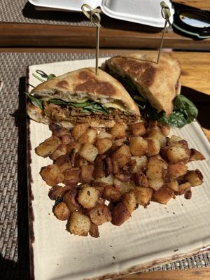 Vegan Reuben + potatoes   at Rainbow Restaurant in Fort Collins