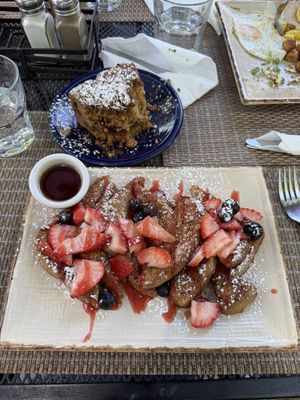 Vegan French toast and coffee cake  at Rainbow Restaurant in Fort Collins