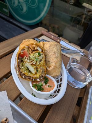 Cheeseburger wrap at Woodhouse Bakery + Coffee  Shop  in Columbus